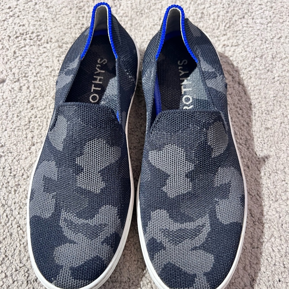 Rothy's womens Slip-On Shoes - Black and Gray camo